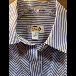 Talbots  Oxford style lavender white zig zag  striped SZ 6 NWOT blouse top